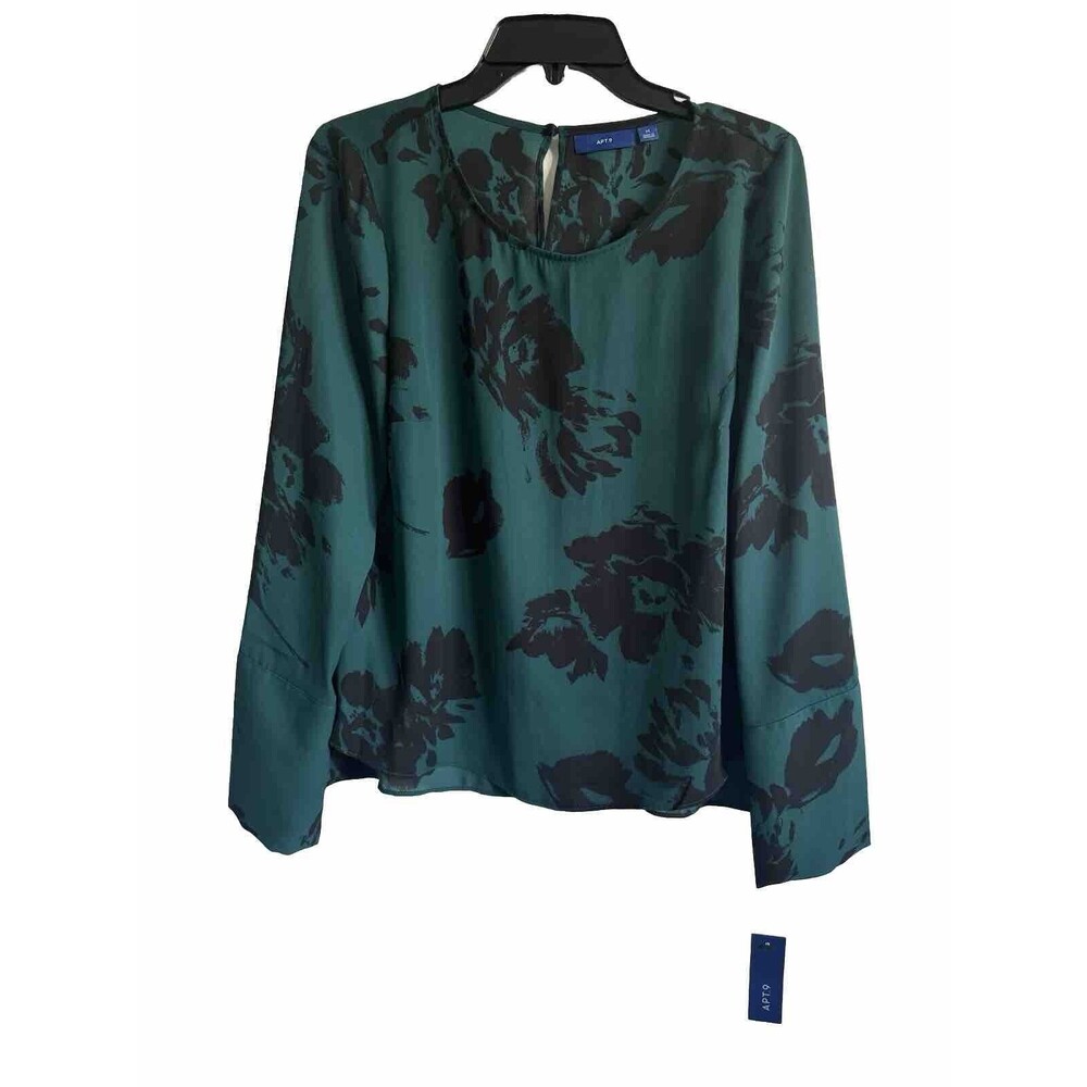 NWT Apt 9 Floral Blouse Long Sleeve Green with Black
Floral Print Career Medium